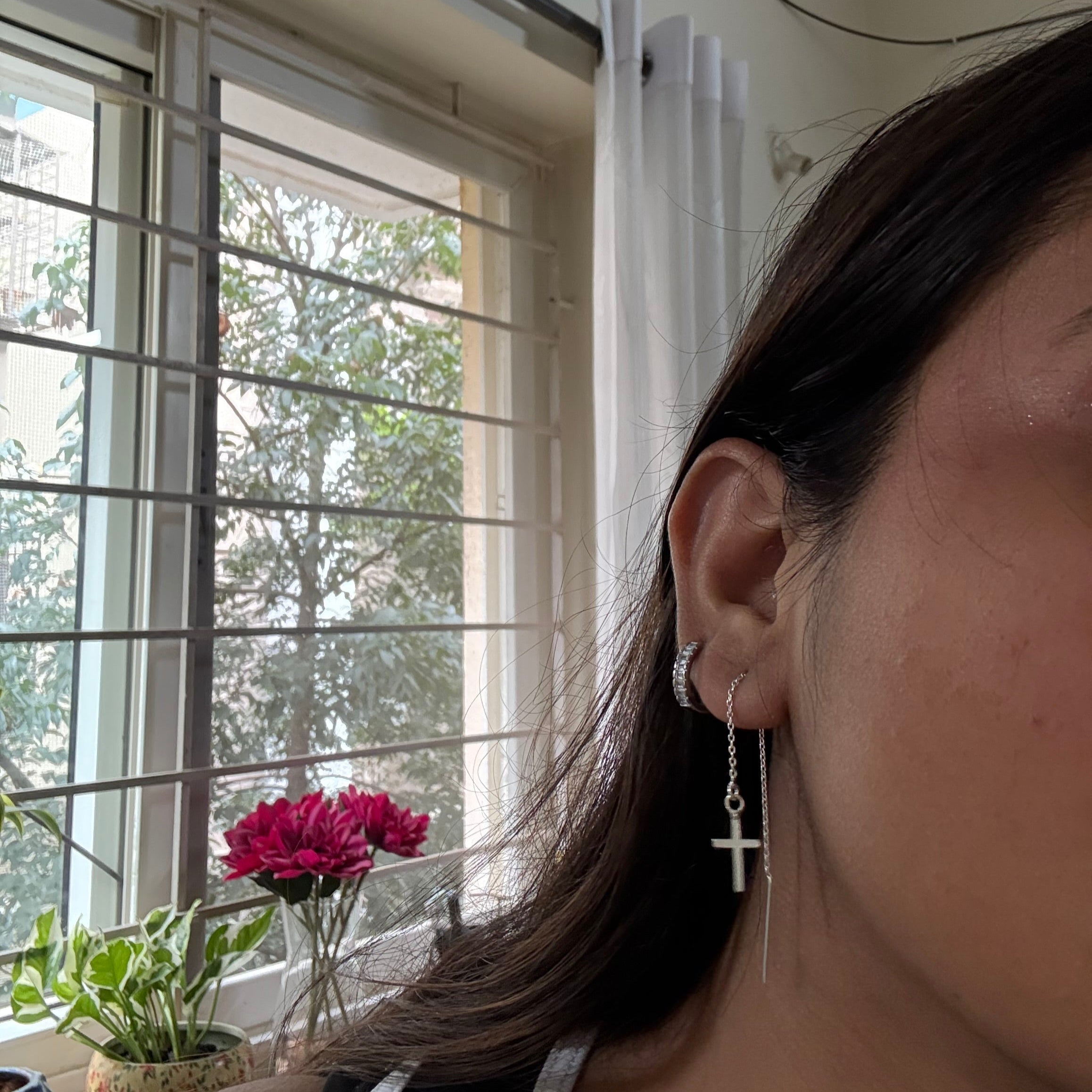 Cross threader earrings