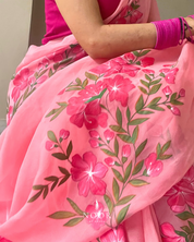 hand painted saree in pure organza silk by noor by hansa