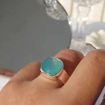 Aqua Chalcedony ring