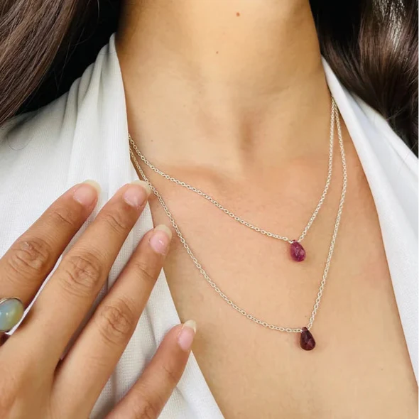 Tourmaline double layer necklace