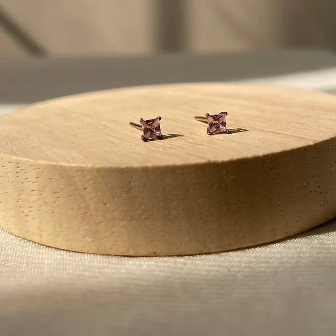 3mm rose quartz studs
