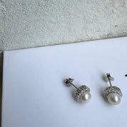 Pearl luna studs