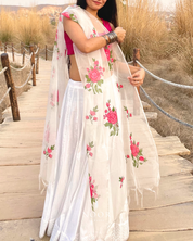 ivory hand painted 'gul' odhani