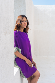 Purple- Green Short Kaftan Dress