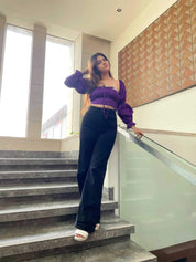 TRUE WIDE LEG DENIMS BLACK