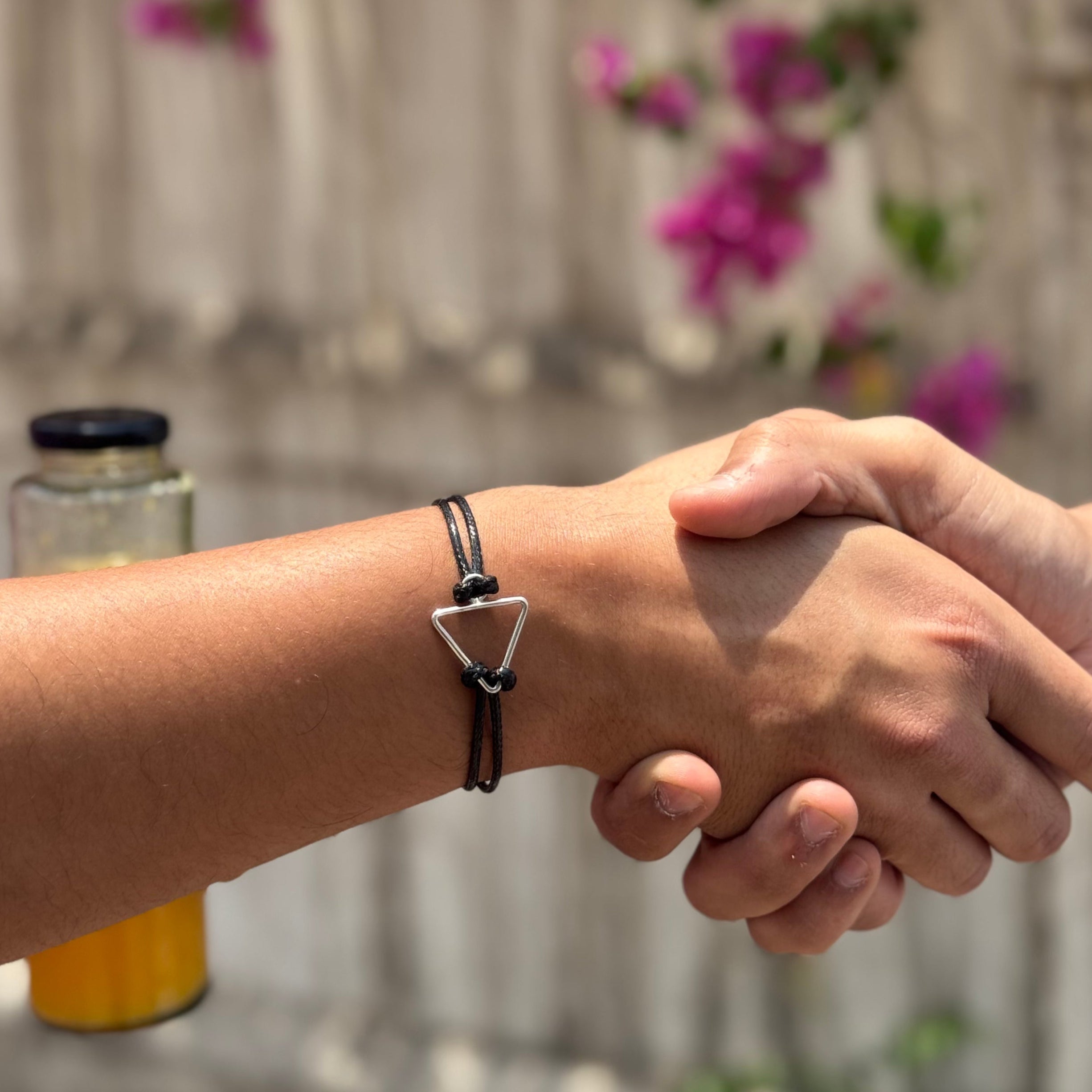 Silver charm leather bracelet