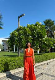 Orange Sleeveless Waistcoat Co-ord Set