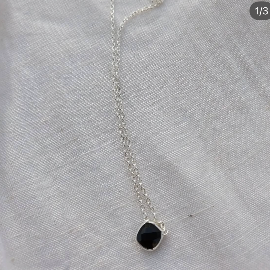Dainty black onyx necklace