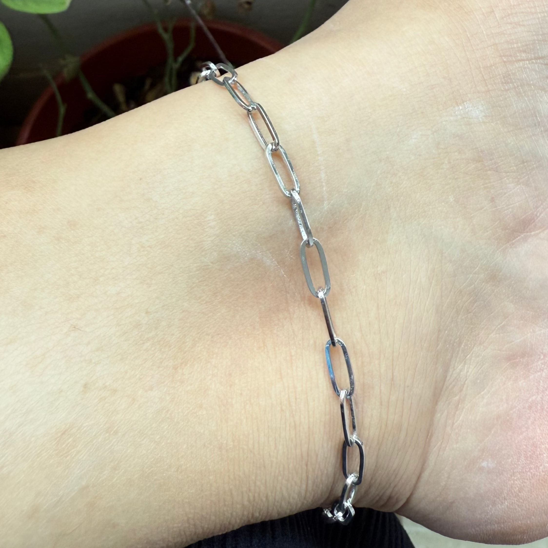 Silver link anklet