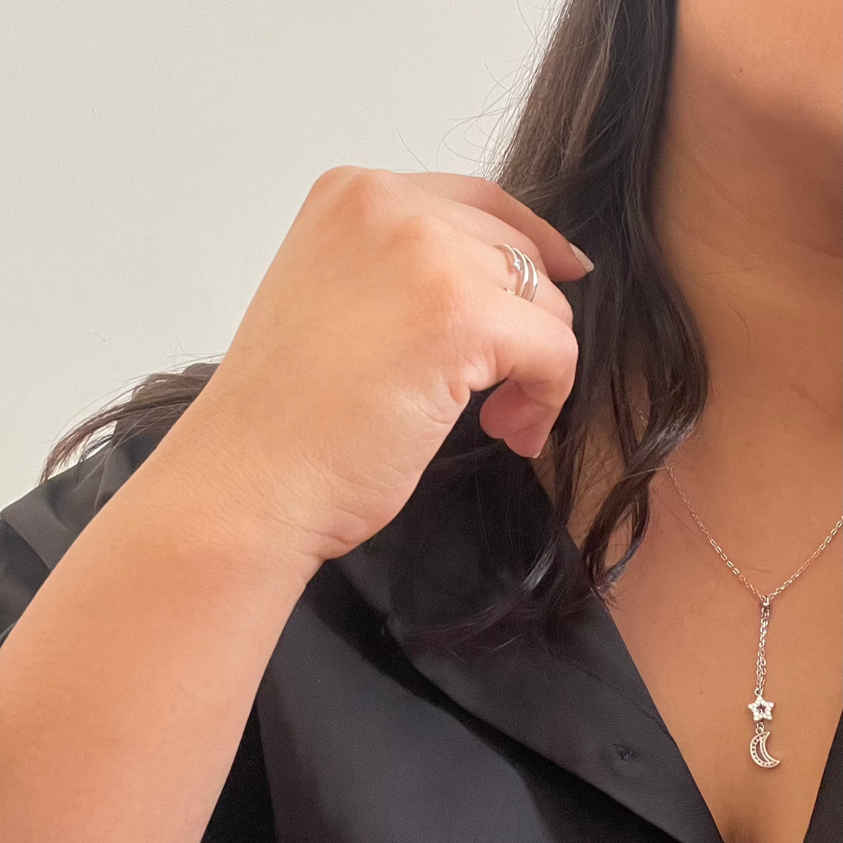 Zircon star moon locket