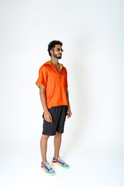 Orange-Yellow Color-Block Hoodie