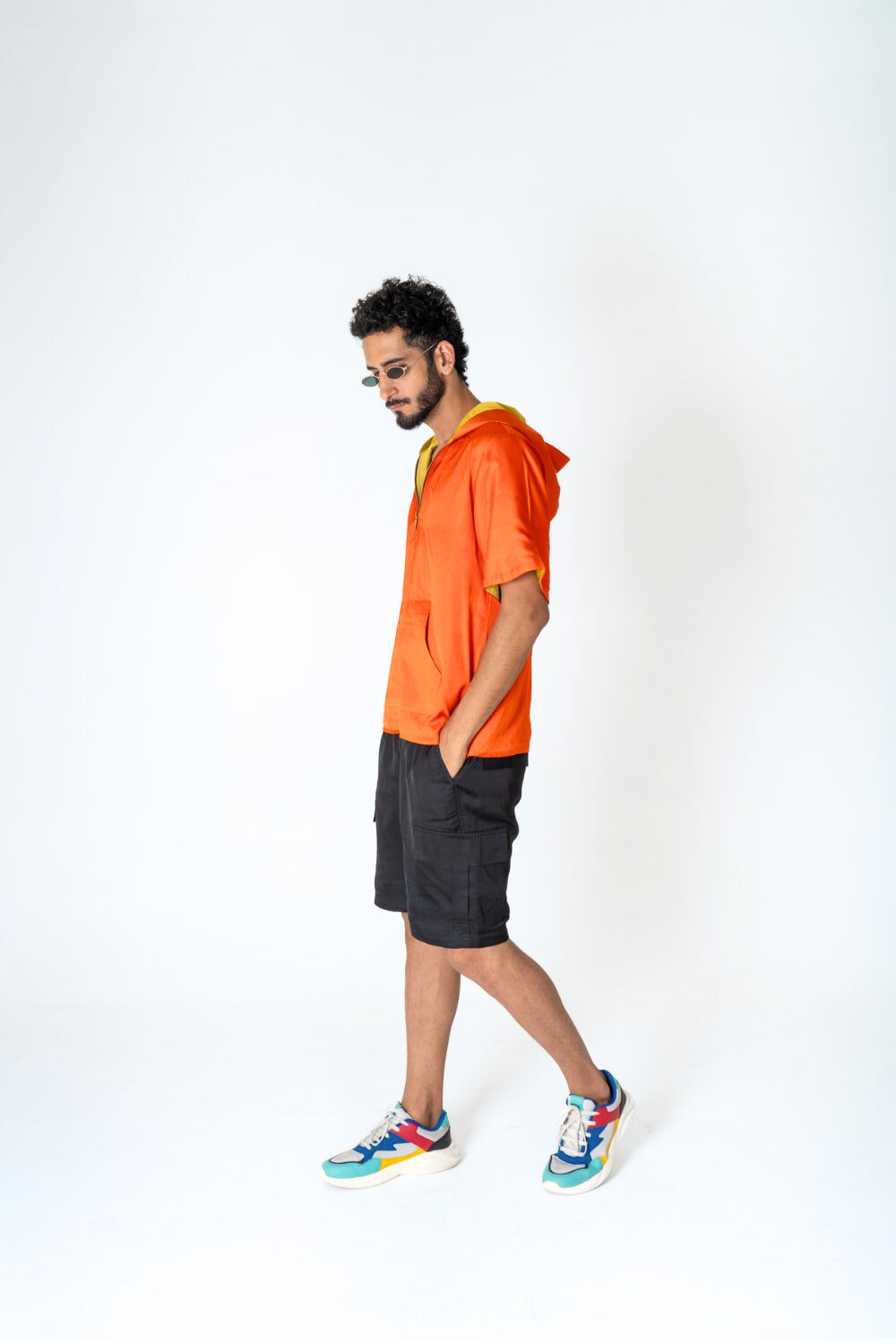 Orange-Yellow Color-Block Hoodie