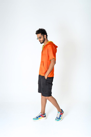 Orange-Yellow Color-Block Hoodie