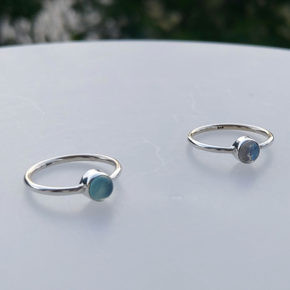 Dainty aqua calcy ring