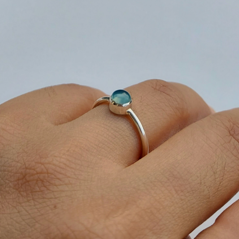 Dainty aqua calcy ring