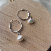 Fresh water pearl hoops