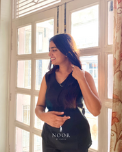 black noor by hansa cotton v-neck co-ord set that’s as comfy as your favourite loungewear but sharp enough for the office! hand-made from an ultra-soft cotton blend, it stays vibrant wash after wash with zero colour bleeding. perfect for those days when you want to feel cozy and look effortlessly chic!