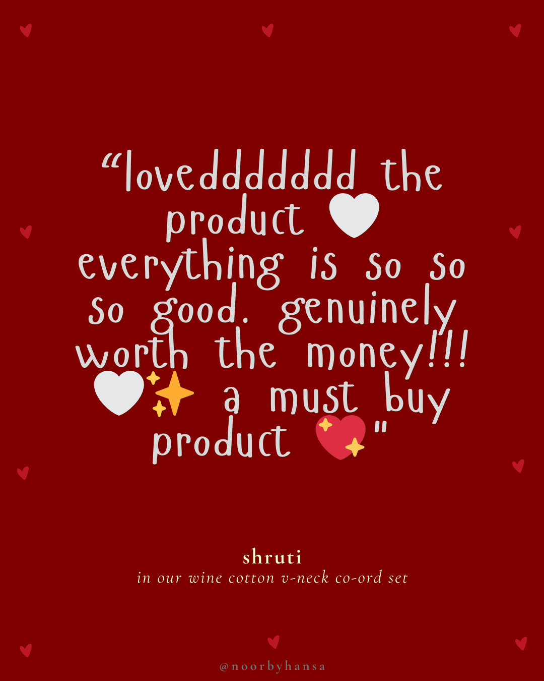 wine v-neck cotton co-ord set