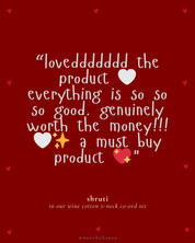 wine v-neck cotton co-ord set