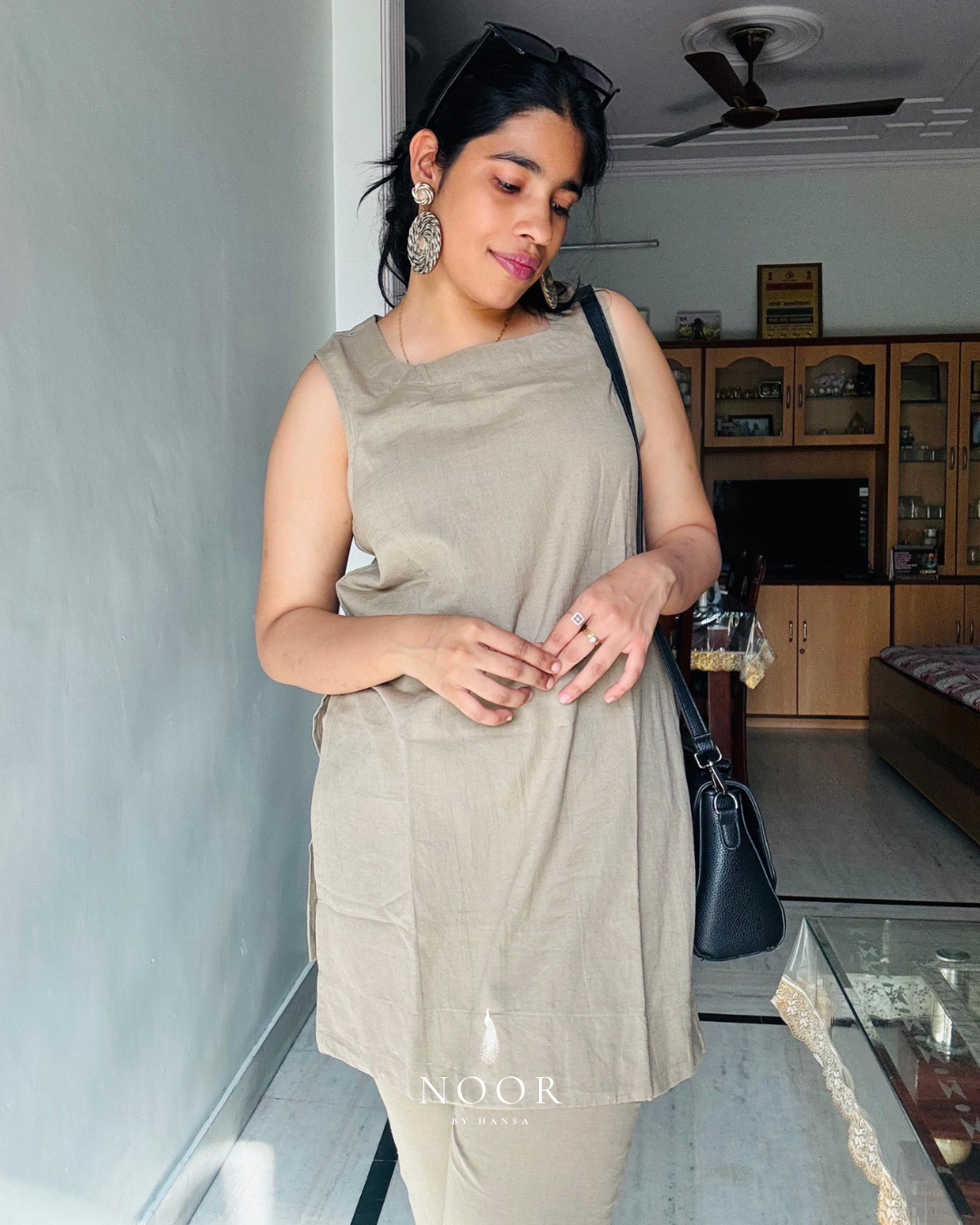 grey cotton linen noor by hansa kurta co-ord set, crafted from a luxe linen-cotton blend that feels as good as it looks. available in five vibrant colours, this playful set is perfect for office wear or a day full of running errands review customer
