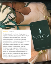 hand painted saree in pure organza silk by noor by hansa in peach customer review, handmade saree