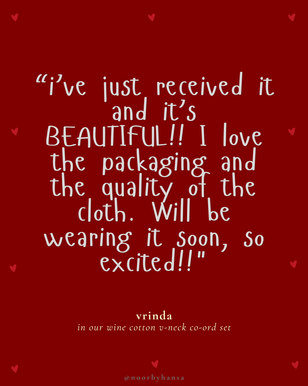 wine v-neck cotton co-ord set