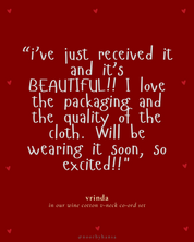 wine v-neck cotton co-ord set