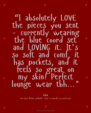 cobalt blue 'ria' v-neck cotton co-ord set